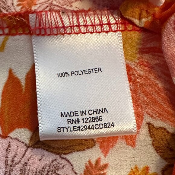 Status by Chenault Orange Floral Flutter Sleeve Blouse Size Large - Picture 8 of 9